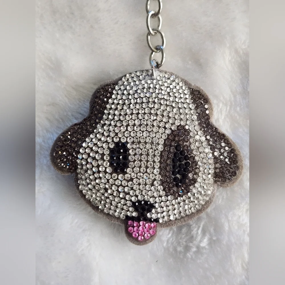 Cute Rhinestone Dog Keychain Bag Charm